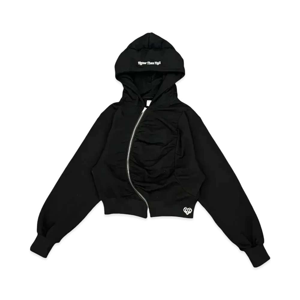 HTH curve zip hoodie "BLACK"