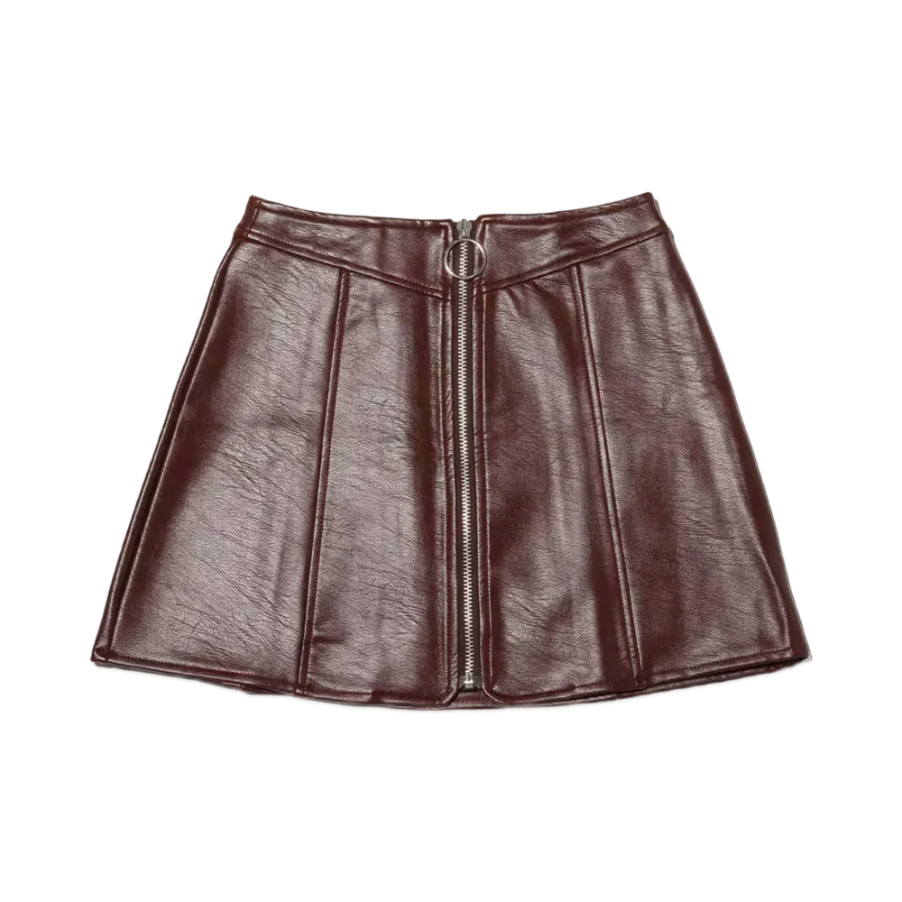 atmos pink Center-Zip Faux-Leather Skirt "Brown"