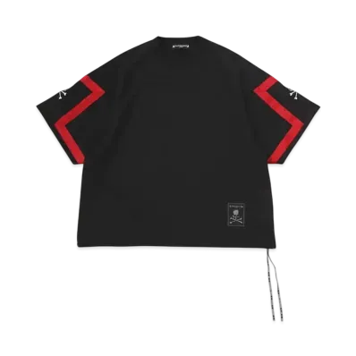 mastermind WORLD Oversized Jacquard Tape Tee "Black (Red Tape)"