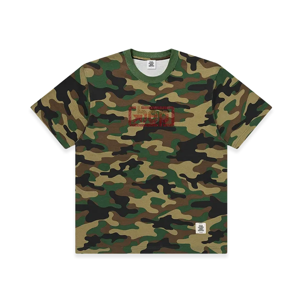 BlackEyePatch Rhinestoned Urban Star Logo Tee "Woodland Camo"