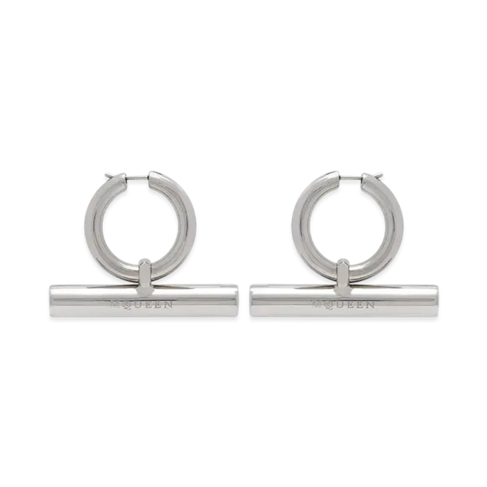 Alexander McQUEEN T-Bar Hoop Earrings "Palladium"