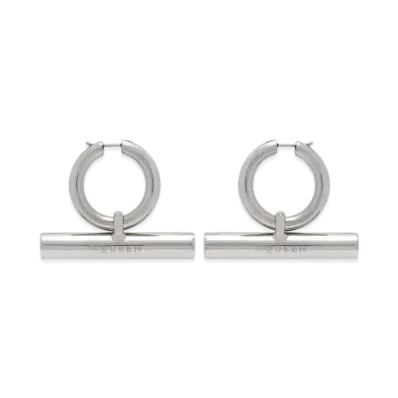 Alexander McQUEEN T-Bar Hoop Earrings "Palladium"