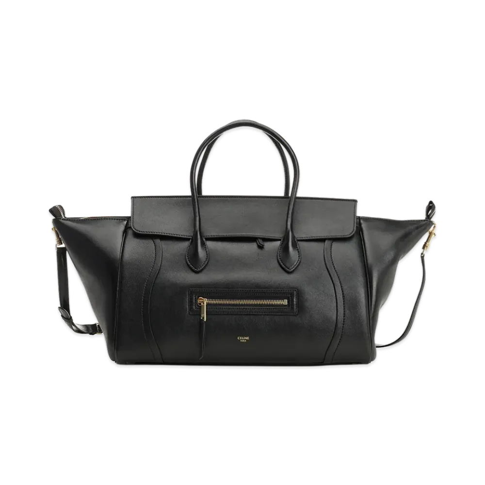 CELINE Women's Medium Luggage Supple Shiny Calfskin "Black"