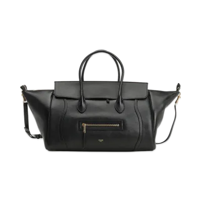 CELINE Women's Medium Luggage Supple Shiny Calfskin "Black"