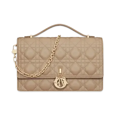 Dior Miss Dior Top Handle Bag Cannage Lambskin "Biscuit"