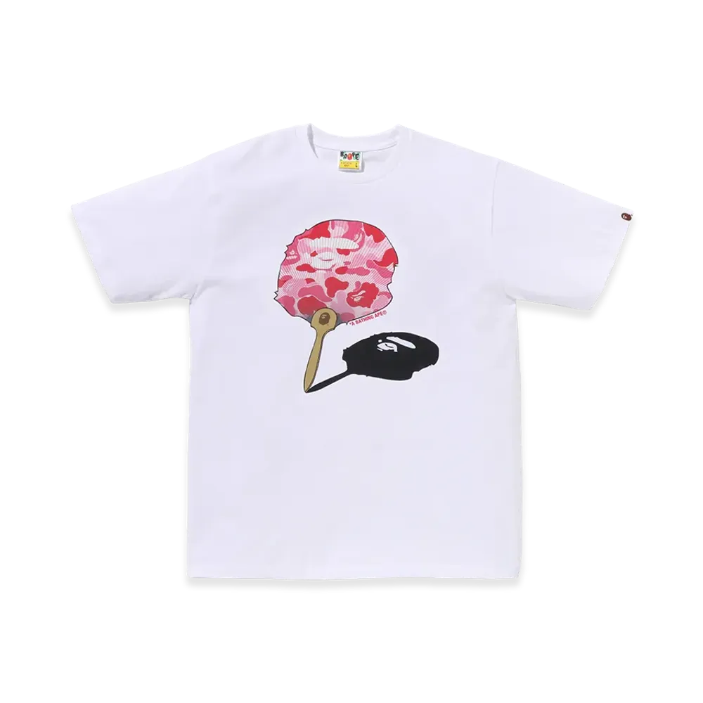 A BATHING APE ABC Camo Japanese Fan Ape Head Tee "White/Pink"