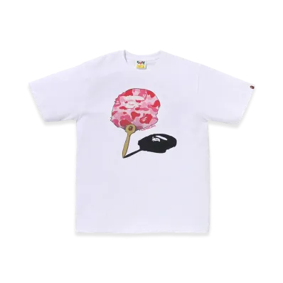 A BATHING APE ABC Camo Japanese Fan Ape Head Tee "White/Pink"