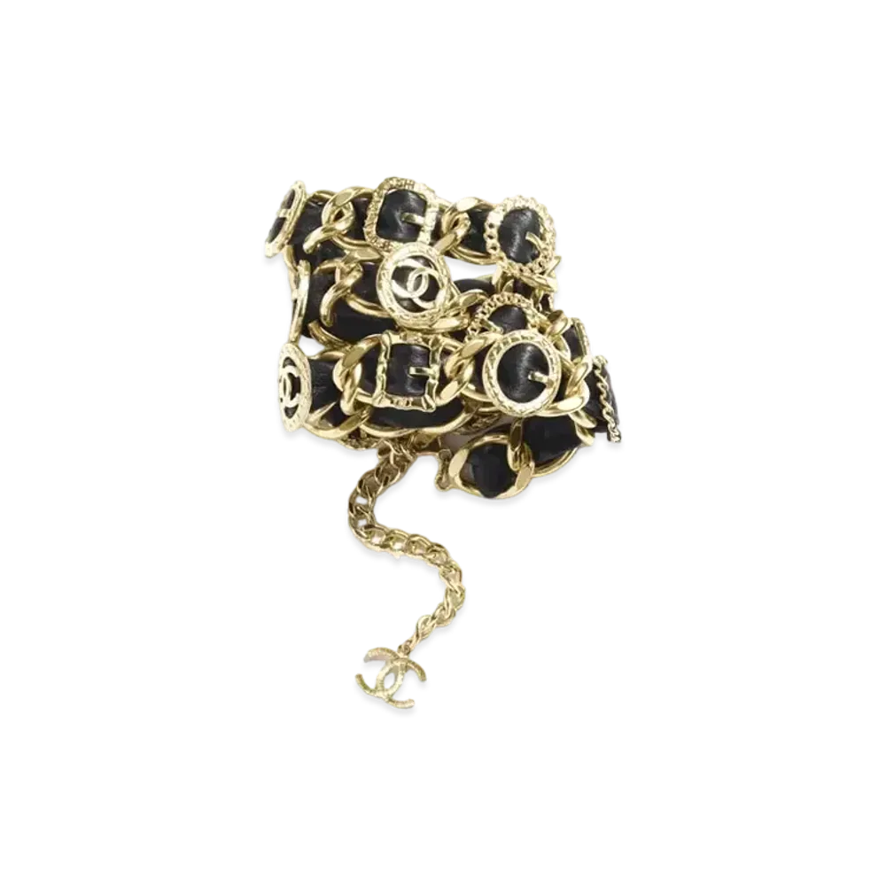 CHANEL Bracelet Metal & Calfskin "Gold/Black"