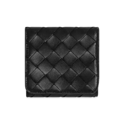 Bottega Veneta Intrecciato Compact Tri-Fold Wallet "Black"