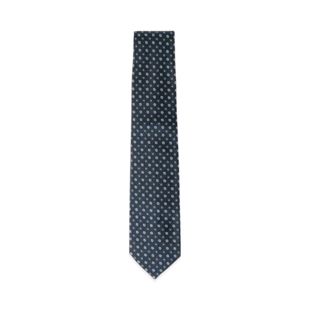 BEAMS Silk Flower Pattern Necktie "Navy"