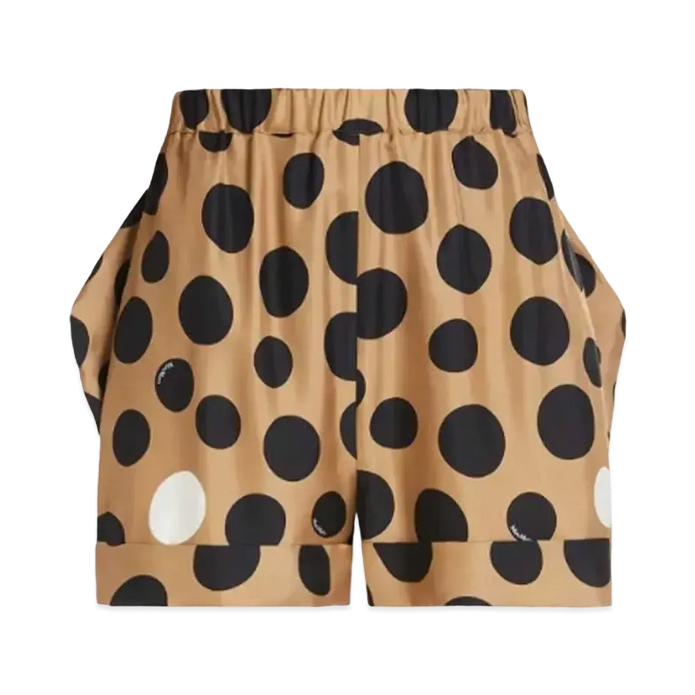 Max Mara Harcourt Pure Silk Print Shorts "Camel"