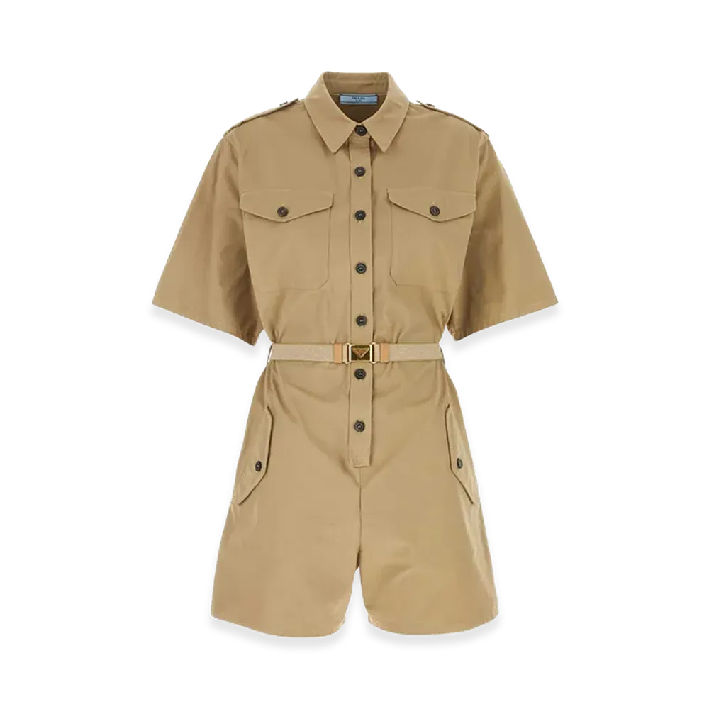 PRADA Women's Cotton Jumpsuit "Camel"