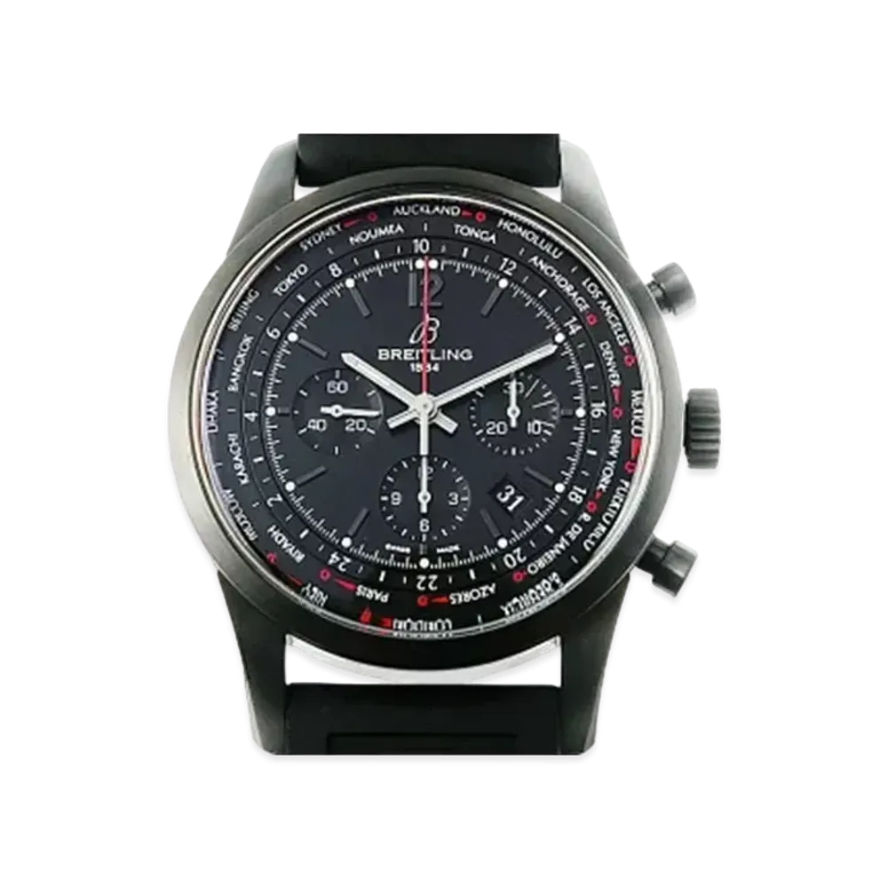 Breitling Transocean Unitime Pilot Black Steel "Black/Stainless Steel"