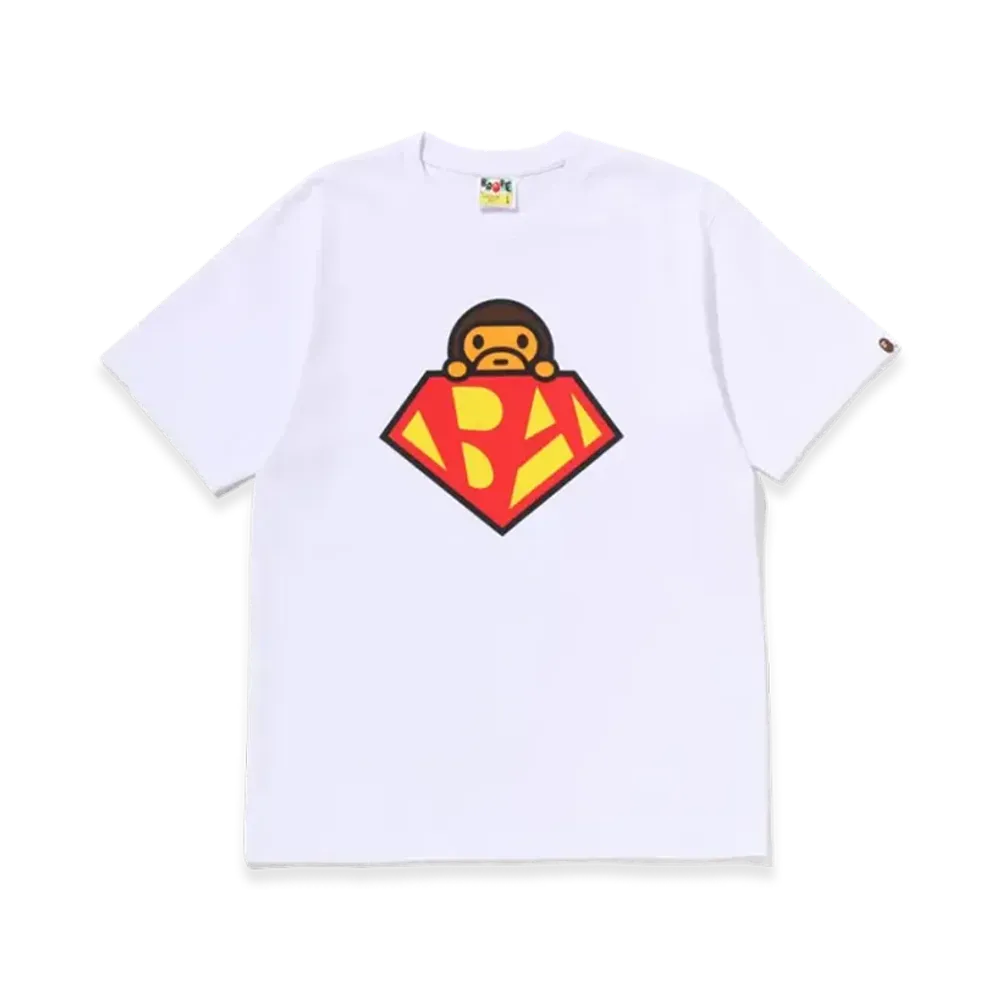 A BATHING APE Hero Baby Milo Tee "White"
