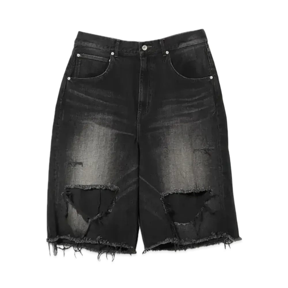 BEAMS FUTURE ARCHIVE Crush Denim Shorts "FeadBlack"