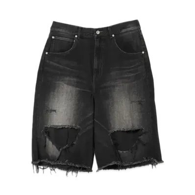 BEAMS FUTURE ARCHIVE Crush Denim Shorts "FeadBlack"