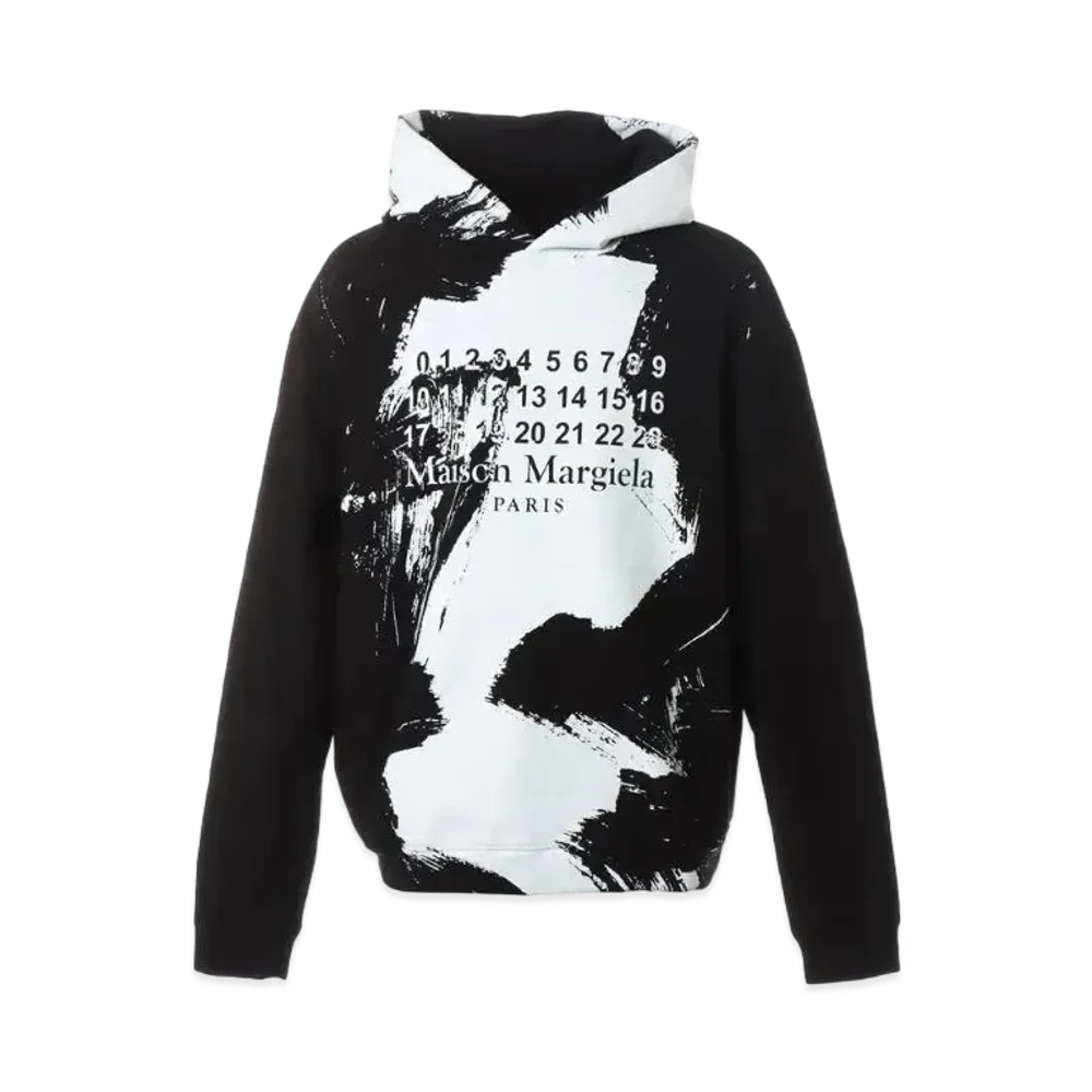 Maison Margiela Diagonal Paint Effect Hoodie "Black"