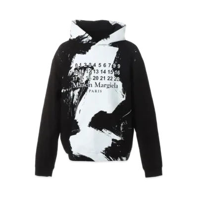 Maison Margiela Diagonal Paint Effect Hoodie "Black"