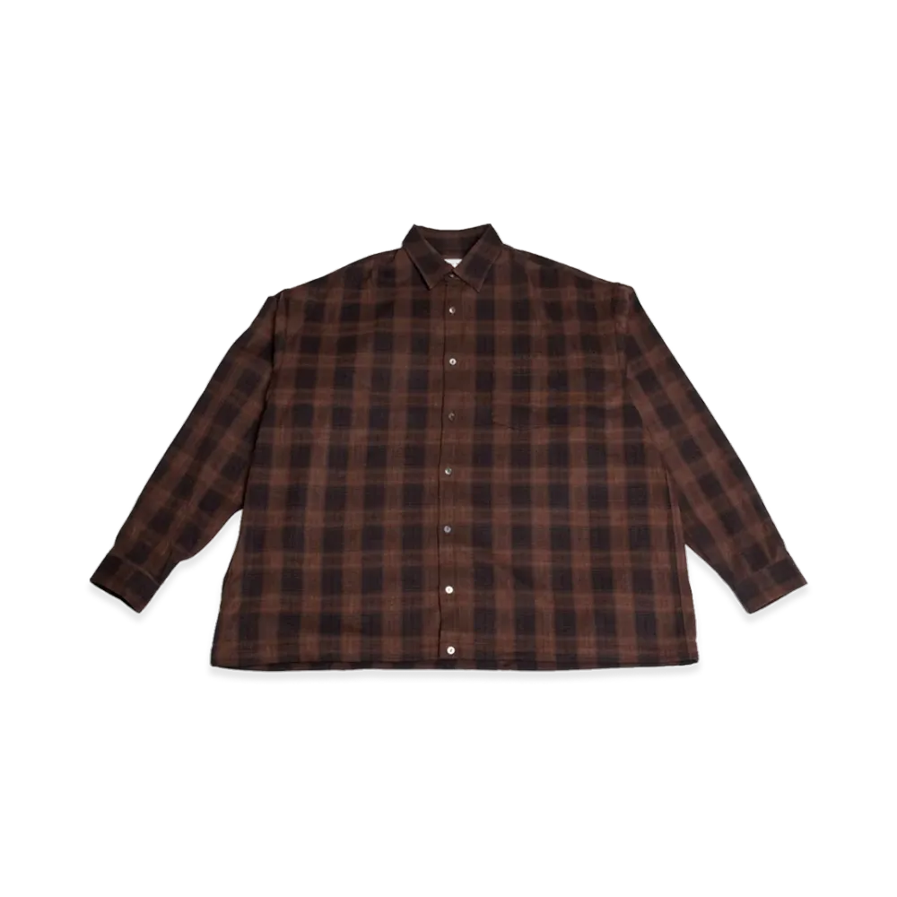 ALOUND Oversized Widebox Check Shirts "Brown"