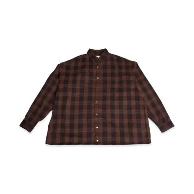 ALOUND Oversized Widebox Check Shirts "Brown"