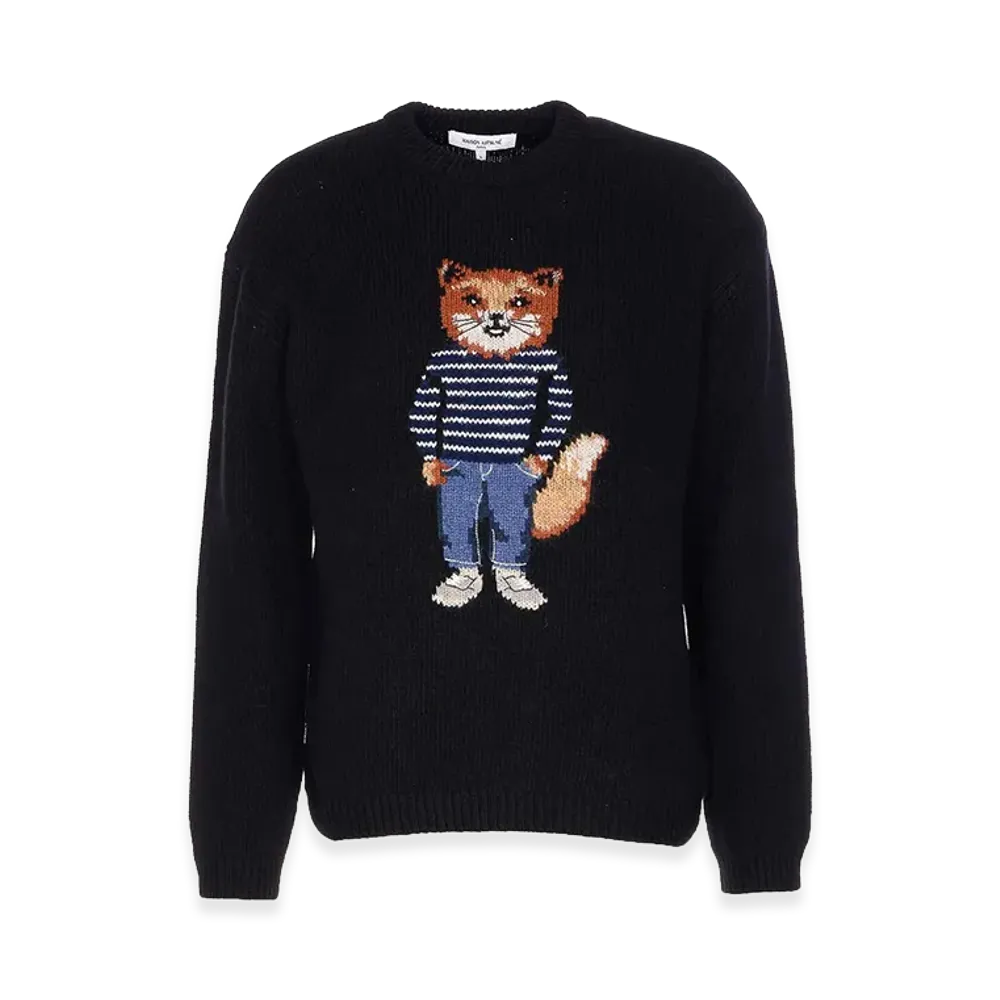 Maison Kitsune Dressed Fox Intarsia Wool Jumper "Black"