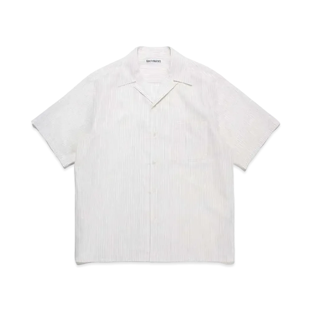 WACKO MARIA S.I.C TESS. / Striped Open Collar Shirt "Beige"