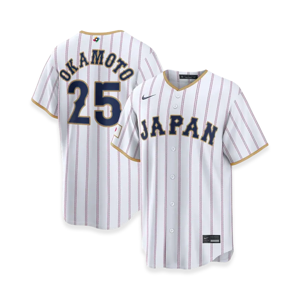 Nike 2026WBC World Baseball Classic Kazuma Okamoto Japan Baseball Home Stadium Jersey "White"