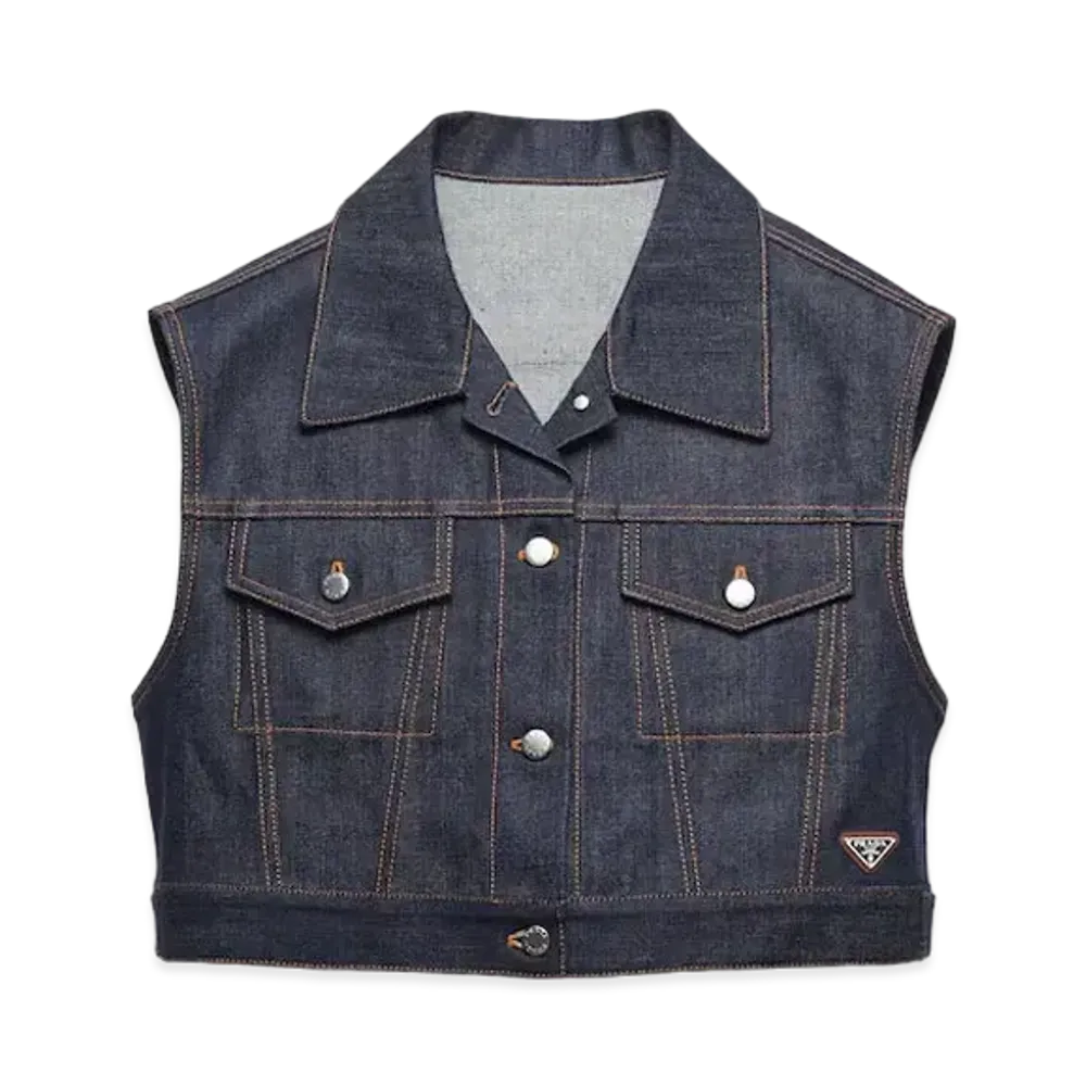 PRADA Women's Selvedge Denim Vest "Navy"
