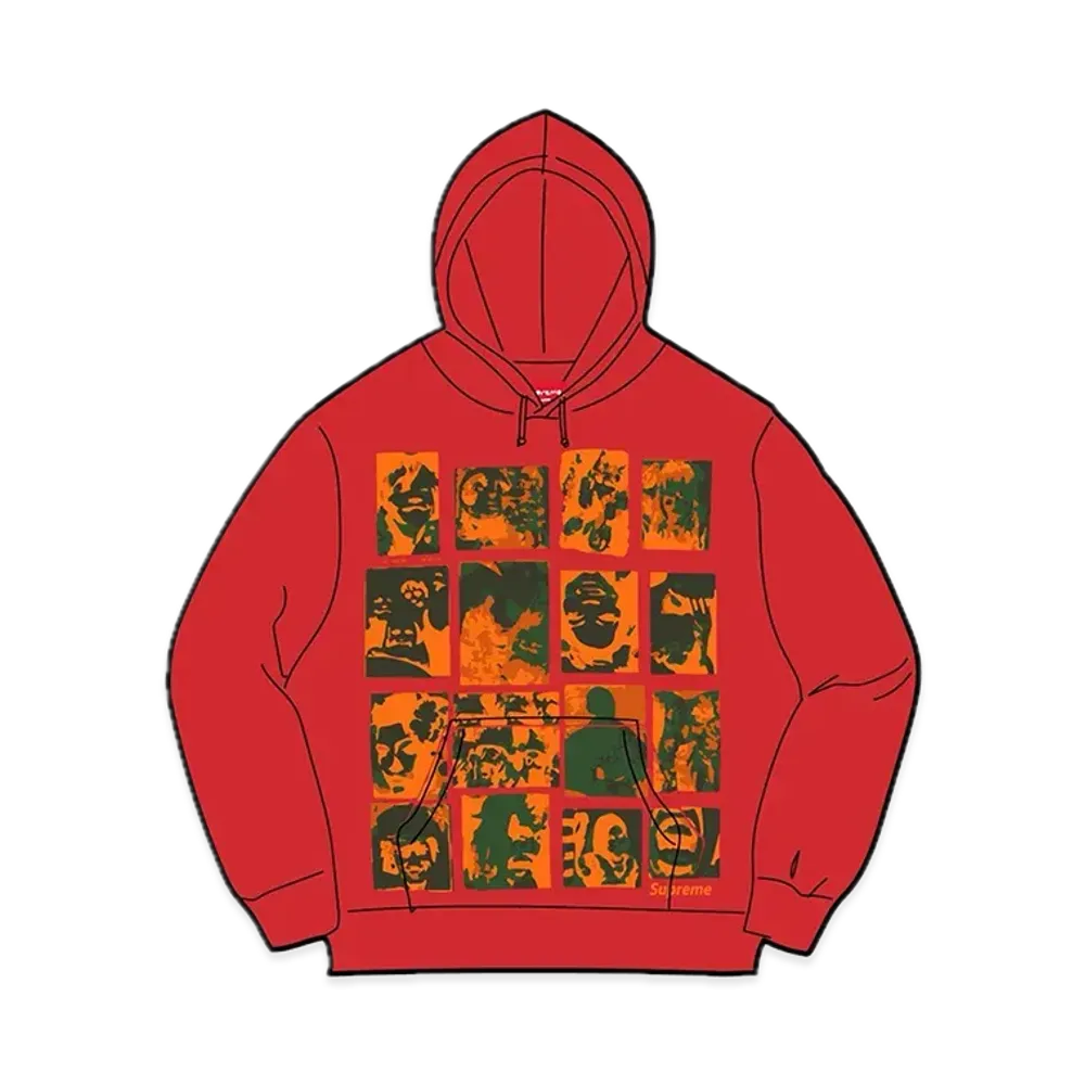 シュプリーム コラージュ グリッド フーディー スウェットシャツ "レッド"