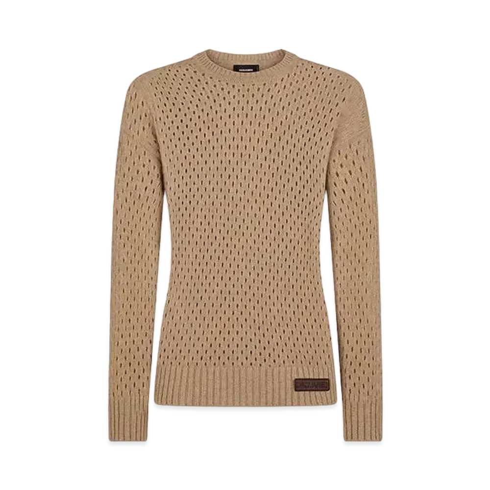 Dsquared2 Openwork Knit Crewneck Pullover "Stone"