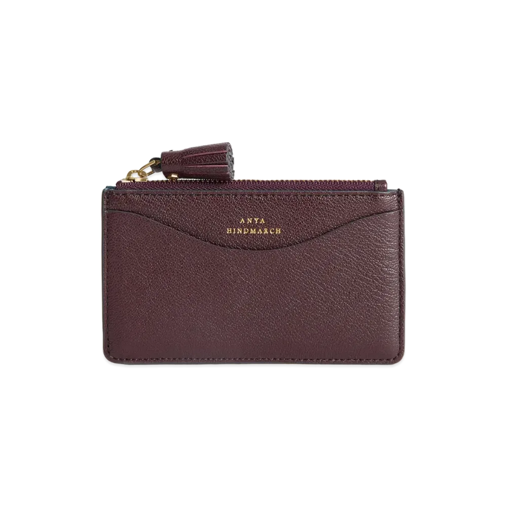 Anya Hindmarch Peeping Eyes Zipped Card Case "Burbundy"