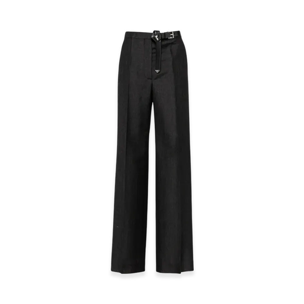 PRADA Women's Kid Mohair Pants "Anthracite Gray"