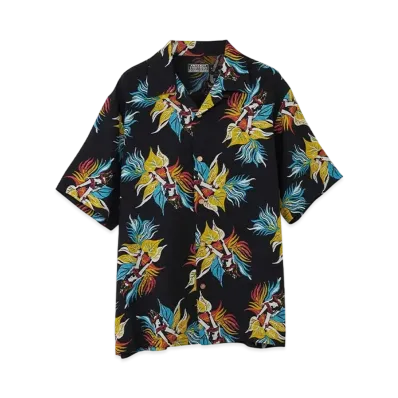 HYSTERIC GLAMOUR Tropic Ladyland Pattern Aloha Shirt "Black"