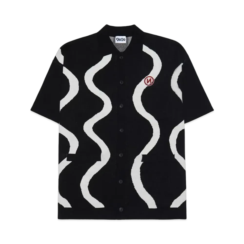 9090 Wave Line Half Cardigan "Black"