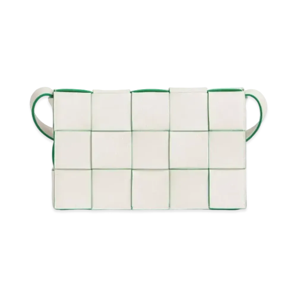 Bottega Veneta Cassette Crossbody Bag "White/Parrot Green"
