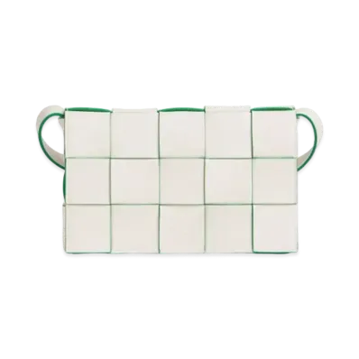 Bottega Veneta Cassette Crossbody Bag "White/Parrot Green"