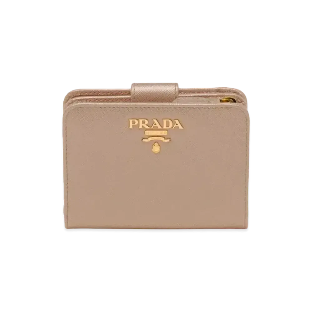 PRADA Small Saffiano Leather Wallet "Pink Beige"