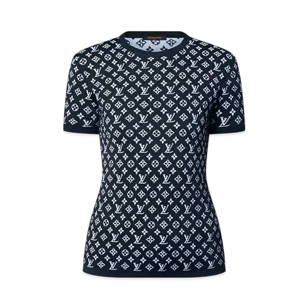 Louis Vuitton Women's Monogram Jacquard Knit Top "Navy"