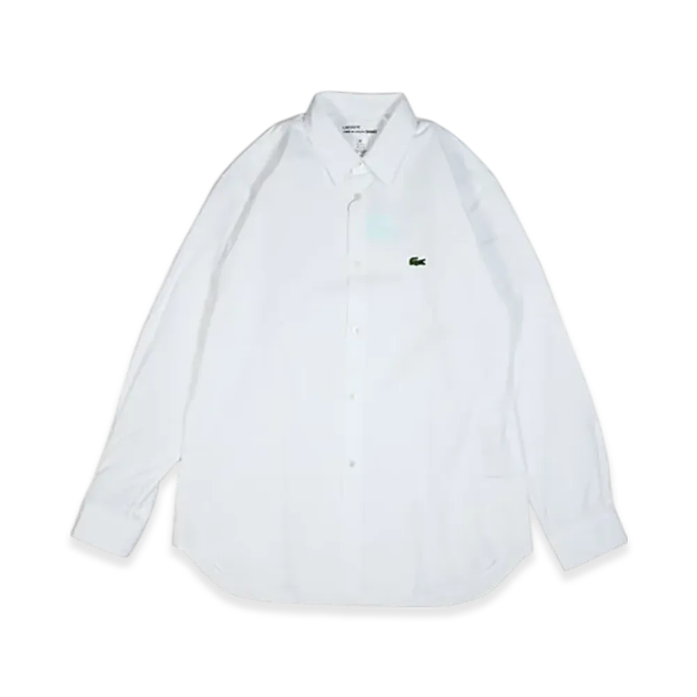 COMME des GARCONS SHIRT x LACOSTE Cotton Poplin Plain Shirt With Embroidery "White"