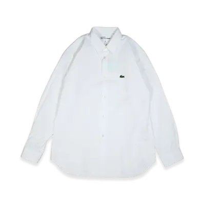 COMME des GARCONS SHIRT x LACOSTE Cotton Poplin Plain Shirt With Embroidery "White"