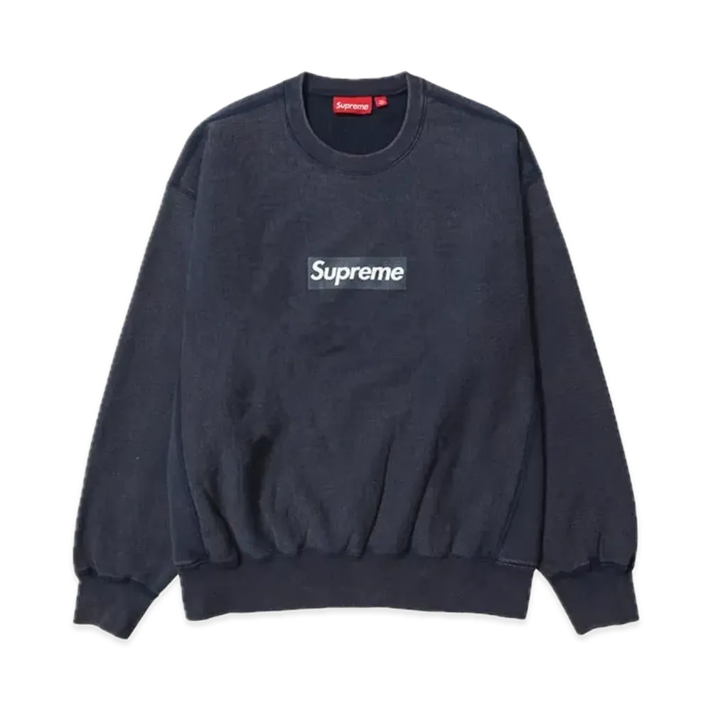 Supreme Washed Box Logo Crewneck "Navy"