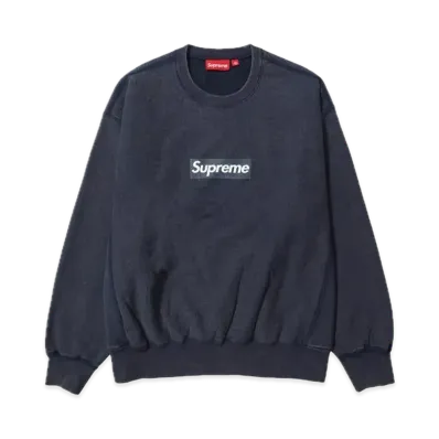 Supreme Washed Box Logo Crewneck "Navy"