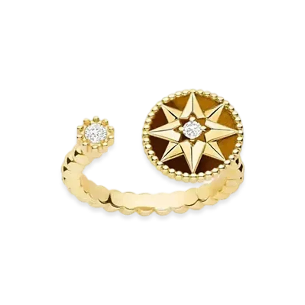 Dior Rose Des Vents Ring 18K Diamonds and Tiger Eye "Yellow Gold"