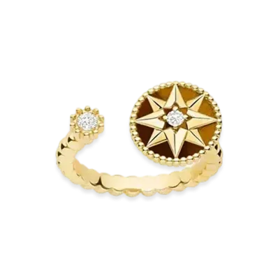 Dior Rose Des Vents Ring 18K Diamonds and Tiger Eye "Yellow Gold"