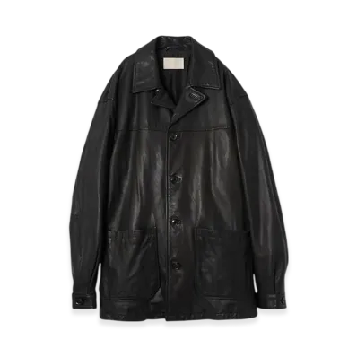 YOKE Goat Leather Car Coat "Black"