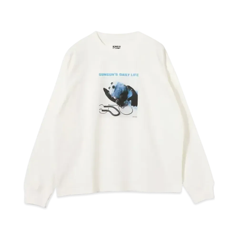 B:MING by BEAMS x PUPPET SUNSUN / Fade Photo Print Long Sleeve T-Shirt Music "OffWhite"