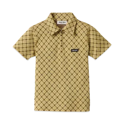 MIUMIU Women's Silk Knit Polo Shirt "Cream White"