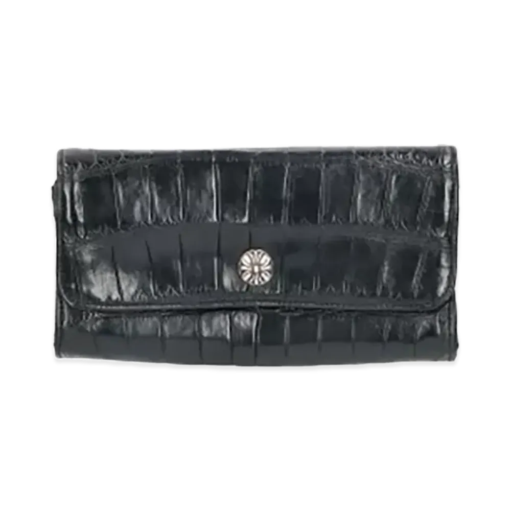 Chrome Hearts Judie Alligator Cross Button Alligator Leather Wallet "Black/Silver"