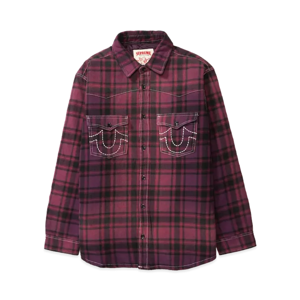 Supreme x True Religion Quilted Lined Plaid Flannel Shirt "Purple"