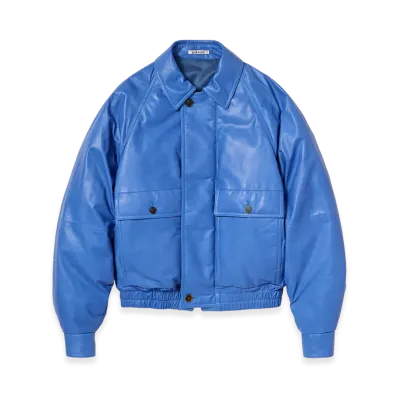 AURALEE Fine Calf Leather Down Blouson "Royal Blue"